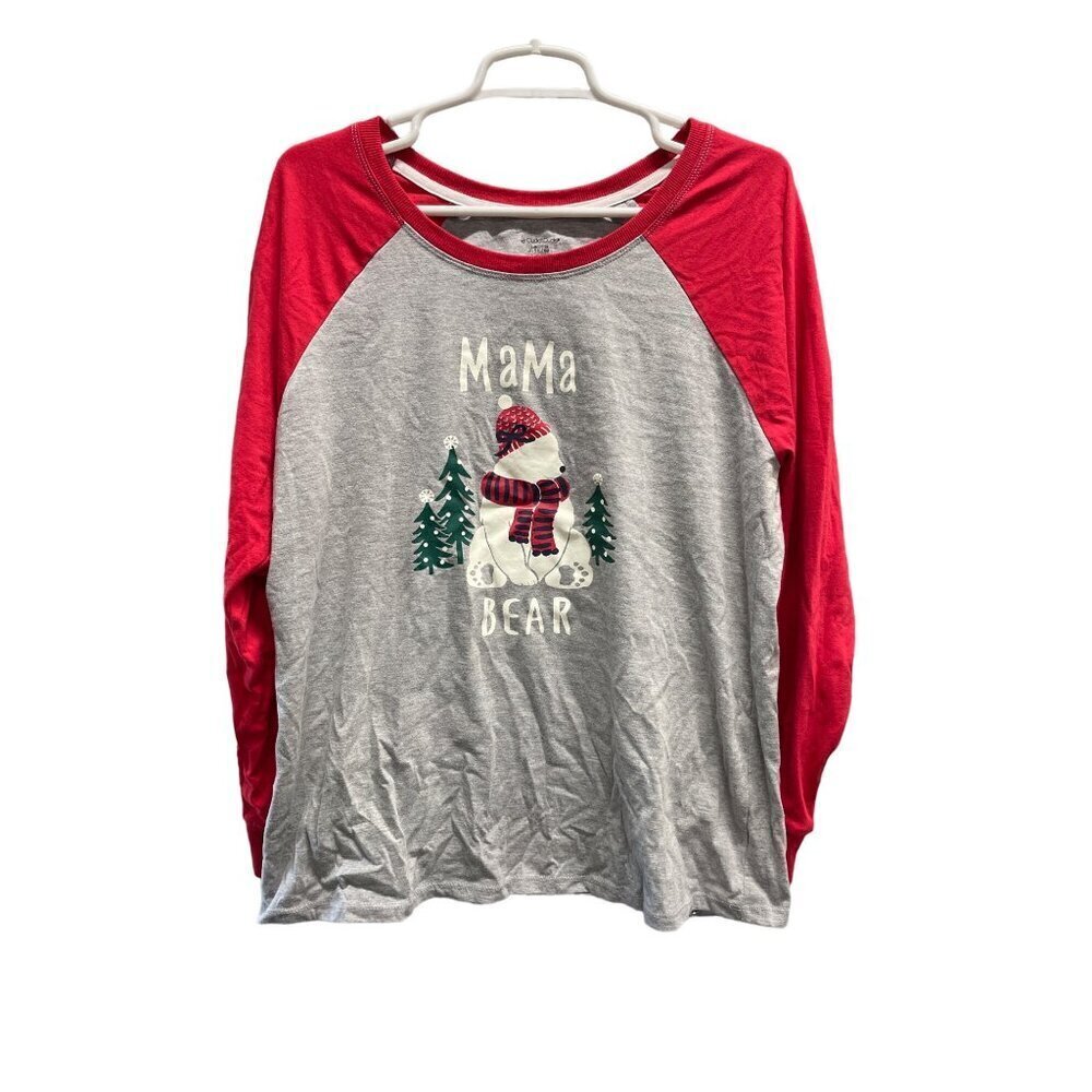 Cuddle Duds Jammies Top Mama Bear Christmas Winter Size Large